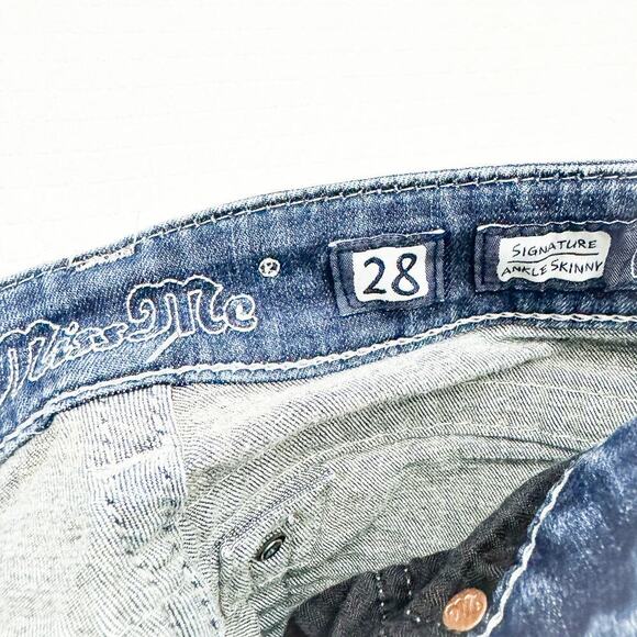 Miss Me Signature Ankle Skinny Dark Wash Denim Jeans Contrast Stitch Size 28 - Picture 6 of 8